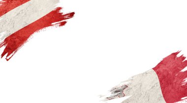Beyaz Arkaplanda Avusturya ve Malta Bayrakları
